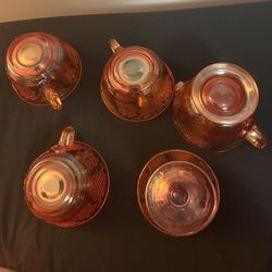 Federal Carnival Glass Iridescent Sunburst Normandie Flower & Lattice Creamer