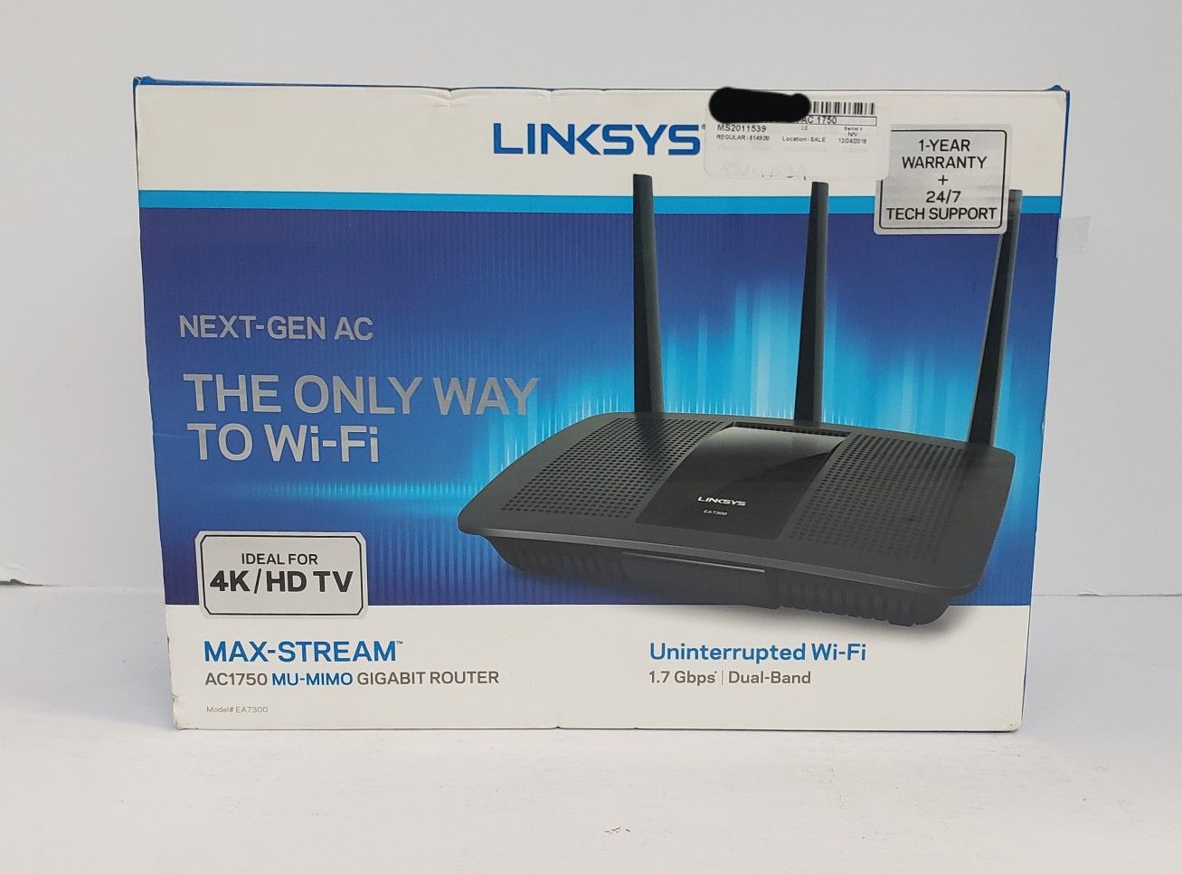 Brand New Linksys Next- Gen AC The Only Way to Wi-Fi Max- Stream AC1750 MU- MIMO GIGABIT ROUTER EA7300