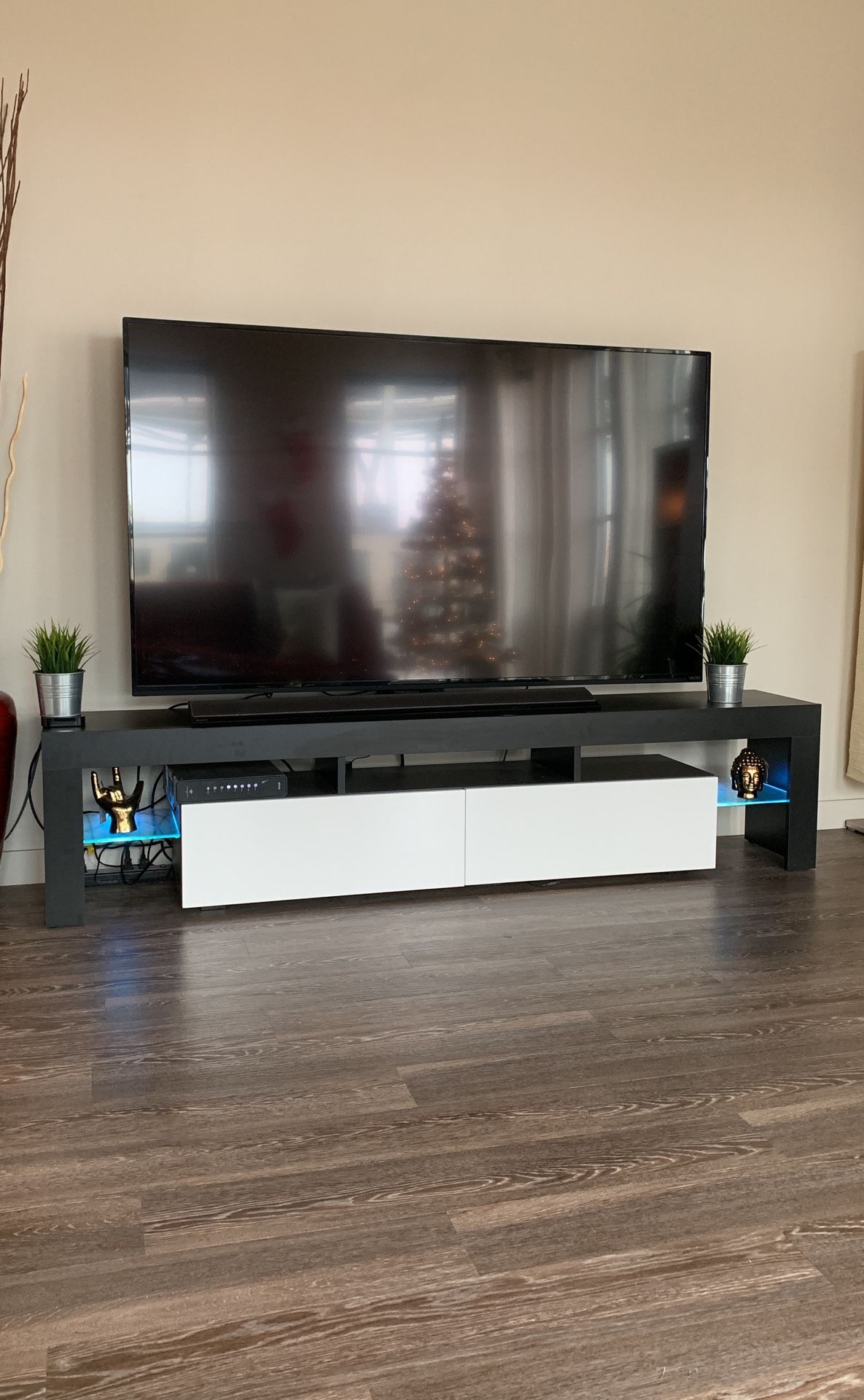 NEW tv stand entertainment center changes colors!