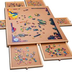 1500 Piece Wooden Jigsaw Puzzle Table - 6 Drawers, Puzzle Board | 27” X 35” Jigsaw Puzzle Board Portable - Portable Puzzle Table | for Adults and Kids