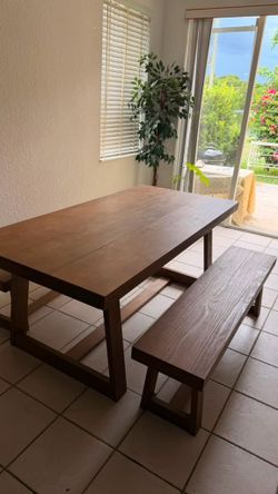 Plank+Beam Solid Wood Dining Table with 2 Matching Benches