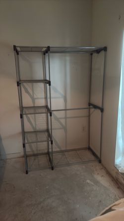 Freestanding Metal Closet Organizer with Shelves