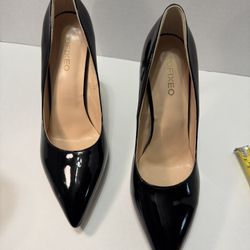 Women High Heel Shoes-Stiletto Pointed Toe-Slip on Patent Leather Stilettos 