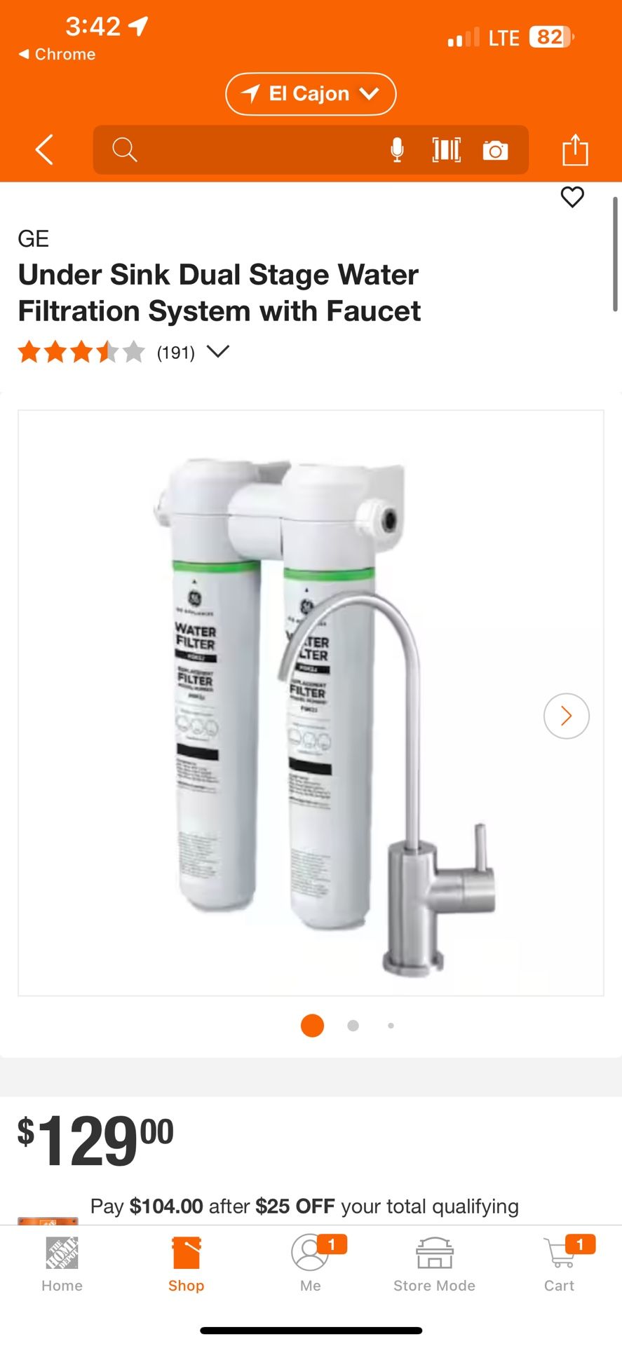 GE Under Sink Dual Stage Water Filtration System with Faucet