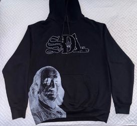 Black SDL Rhinestone Pullover Hoodie - Size Medium