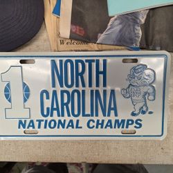 Vintage North Carolina TarHeels National Basketball Champs Booster License Plate