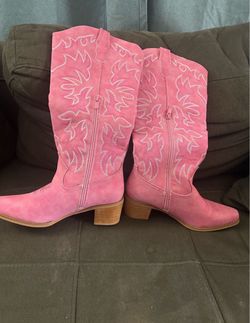 Size 5.5 Pink Suede Cowboy Boots Knee High