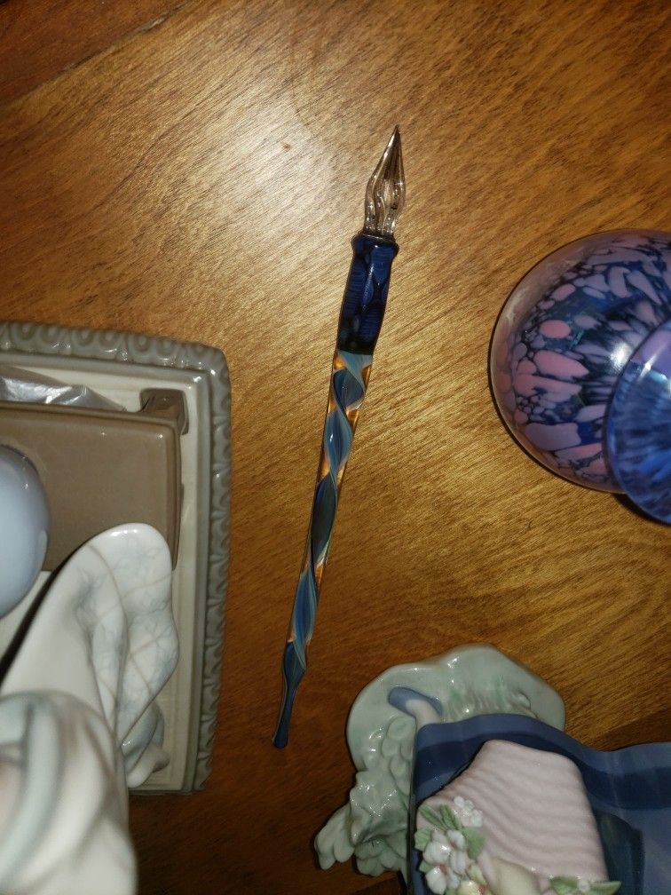 Glass Calligraphy Pen Italian Murano Art Sculpture