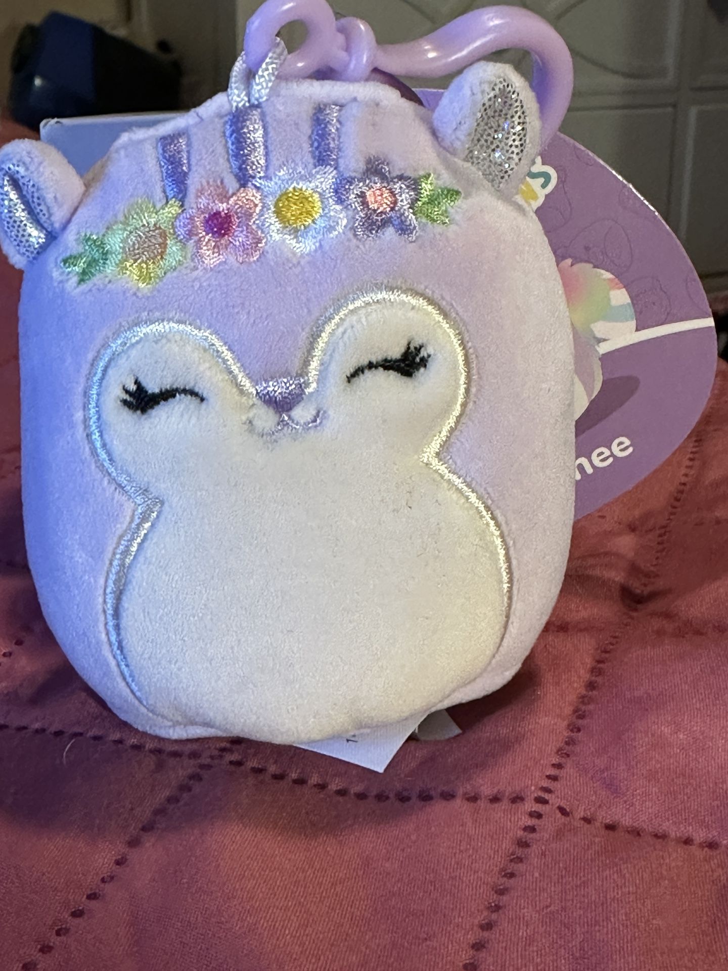 Squishmallows 3.5" Easter Clip-On Sydnee the Squirrel, NWT