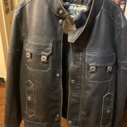 Guess Bomber Leather Jacket 