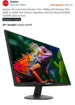 24” Sceptre FHD Monitor (1080p) & Acer type-C adapter – lightly used