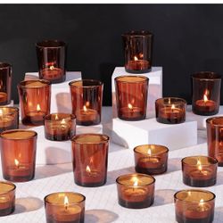 18 Piece Assorted Amber Glass Votive Candle Holders