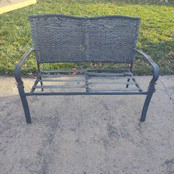 Metal And Wicker Bench