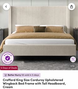 King Bed Frame Cream