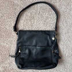 The Sak Collective Black Leather Shoulder Bag with Tassel Hobo Boho