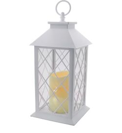 Set of 5 — 13” Flameless Decorative Candle Lantern with LED Flameless Candle and Timer,Plastic LED Candle & Holder, Indoor & Outdoor Hanging Lights La