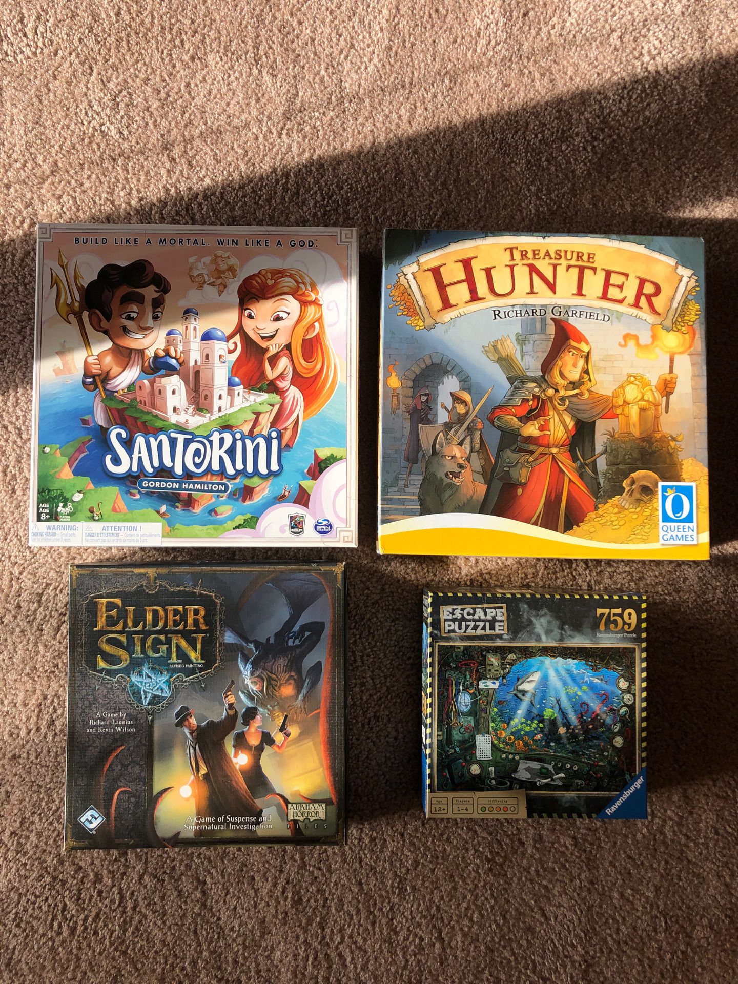 Board Games: Elder Sign, Treasure Hunter, Escape Puzzle
