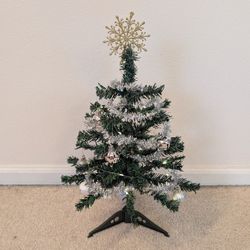 New Decorated Mini Christmas Tree Lights Green Artificial 18 Inches 1.5 Feet