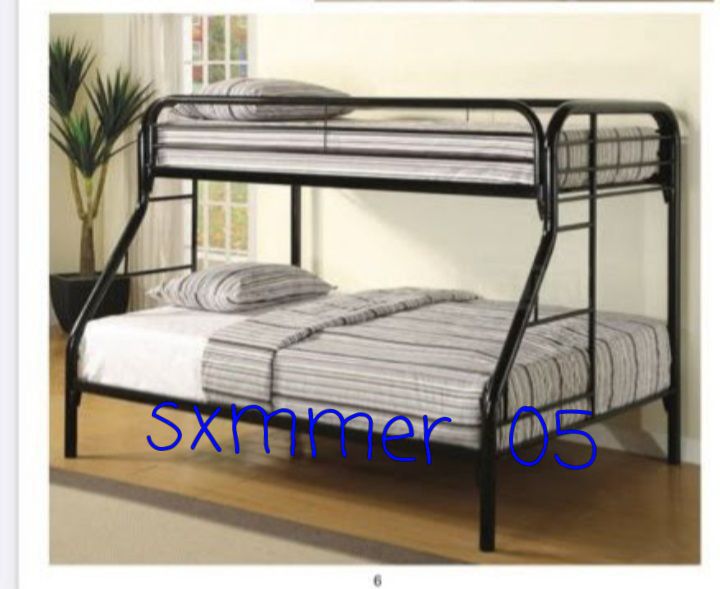 Bunk Bed Metal Full Over Twin  With Matress New Inside The Box 📦 Available In White Color Only Same Day Delivery 