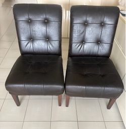 Chairs. 2pcs leather Height 37” Length 27” Seat length 21” Back width 21”