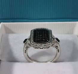 New Genuine Black Diamond Sterling Silver Ring