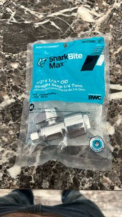 2 Shark Bite Max 1/2 X1/4” Straight Shut Off