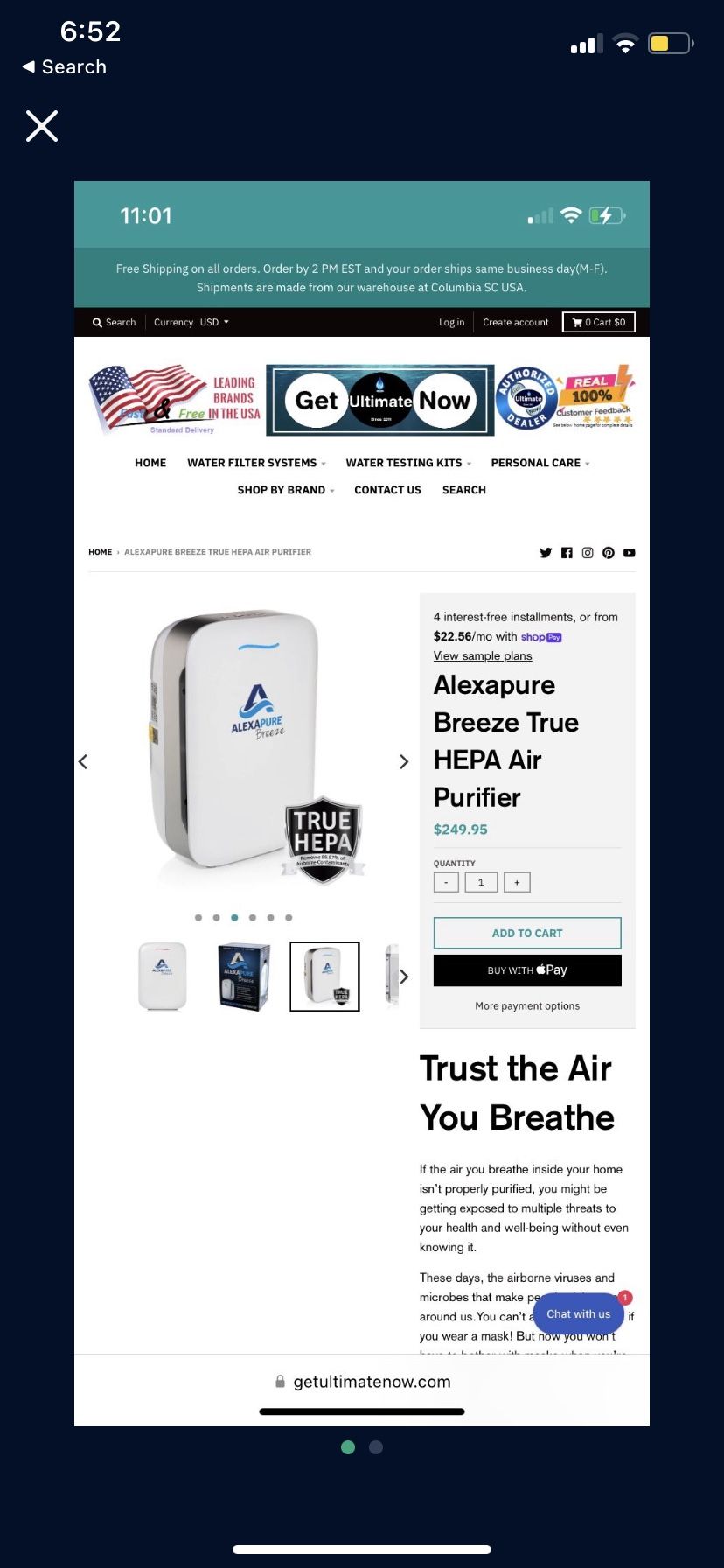 Alexapure Breeze True HEPA AIR Purifier