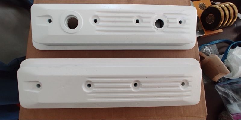 1992 Corvette C4 factory original center bolt magnesium valve covers, White powder coat