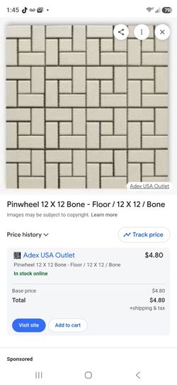 Pinwheel floor tile bone color