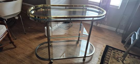Milo Baughman 1970s Serving Trolly w/Matching coffee table & 2 End tables