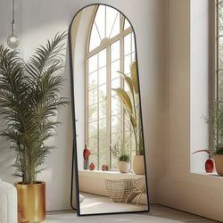 59x16 Arched Full Length Floor Mirror w Black Frame