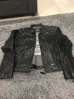 Black heavy duty leather jacket