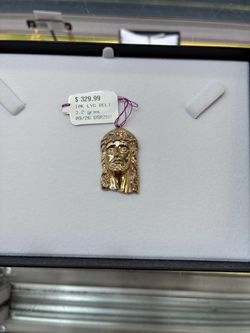 10K Yellow Gold Jesus Face Pendant