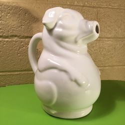 White ceramic Pig pitcher - farmhouse style decorative accessory