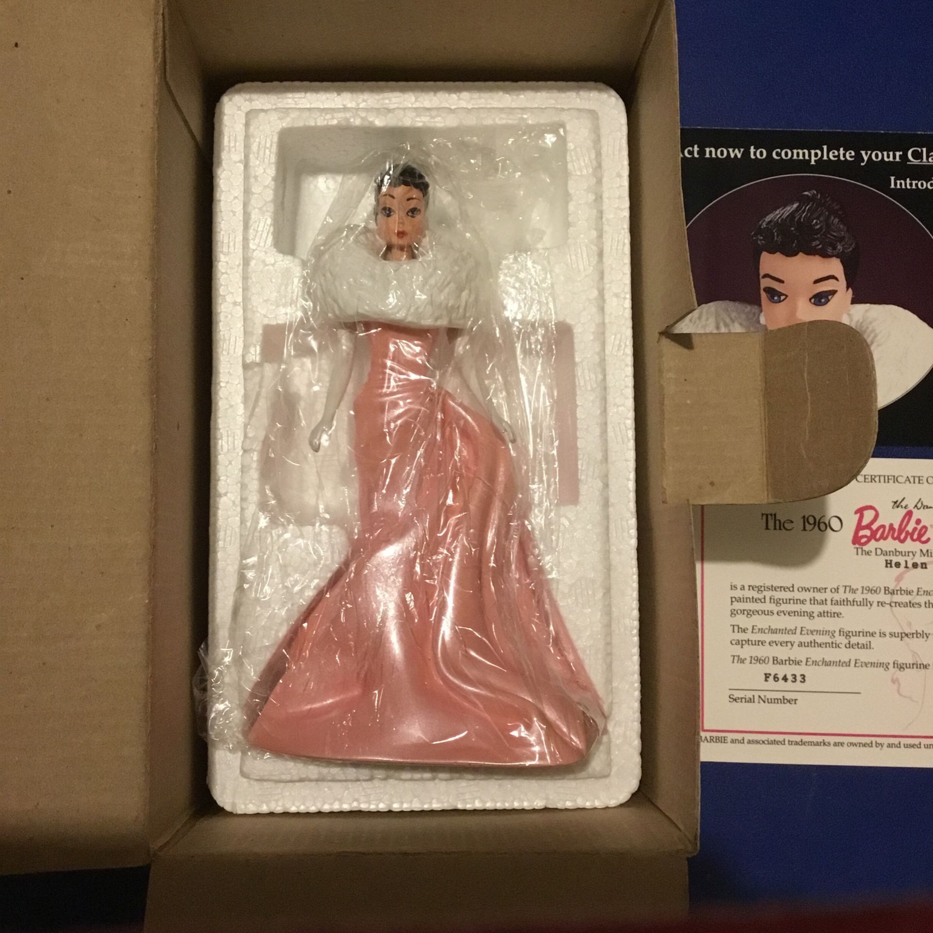 Danbury Mint The Classic Barbie Figurine Collection ‘Enchanted Evening’ 2 Of 12 WitH COA