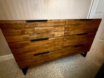 6-Drawer Wood Dresser with Black Handles