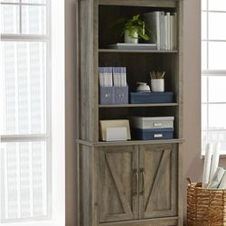 Bookcase Organizer Cabinet Rustic Gray NEW 