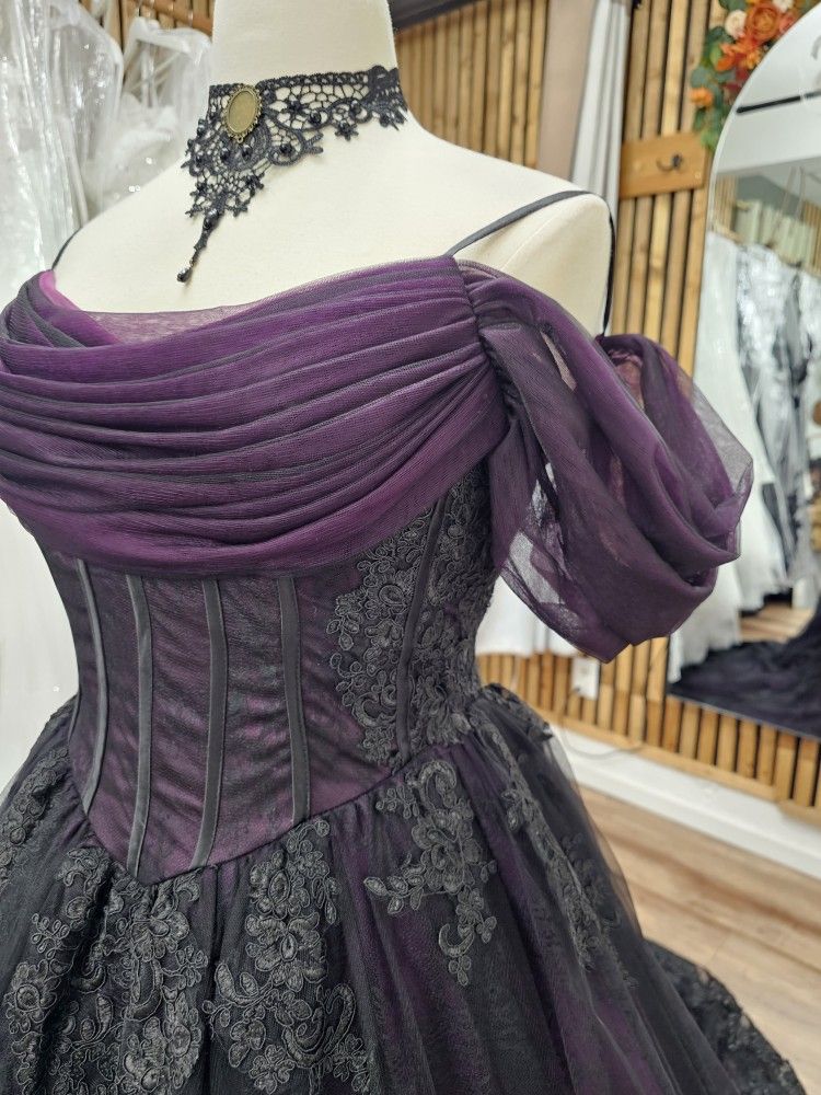 Black And Purple Alternative Wedding Dresses In Buckley Bridal Boutique