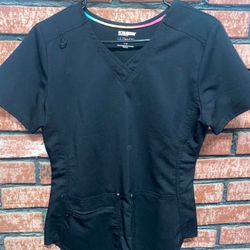 Scrubstar Black Scrubs Top Size Small 