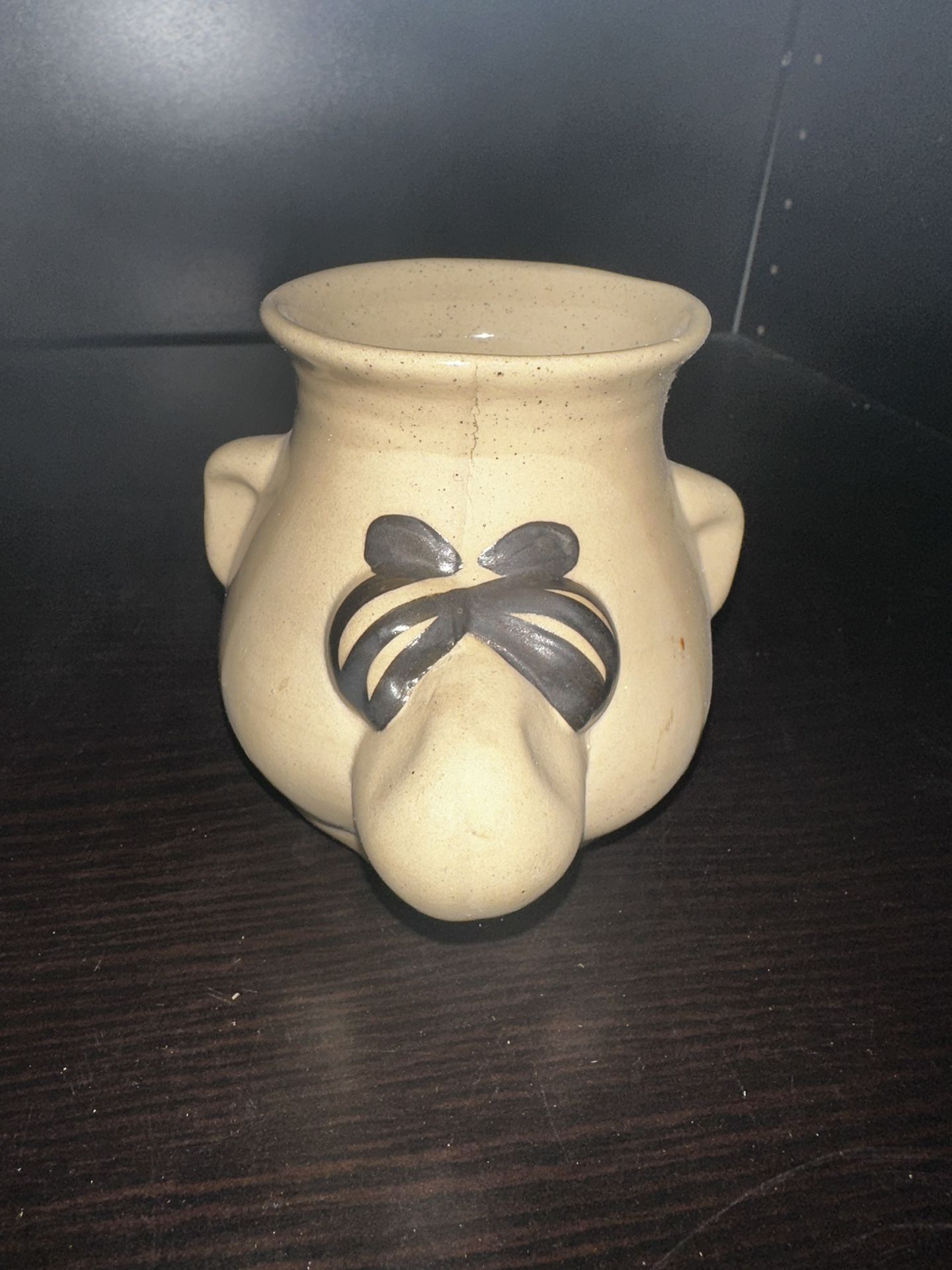 Peter Petrie Designs Pottery " Egg Separator Garlic Storage Open Nose Ugly Face