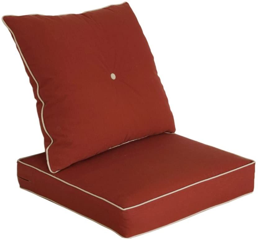 Bossima Cushions for Patio Furniture, Outdoor Water Repellent Fabric, Deep Seat Pillow and High Back Design, Brick Red