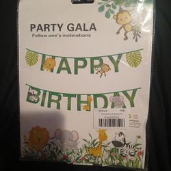 Jungle Or Zoo Happy Birthday Banner
