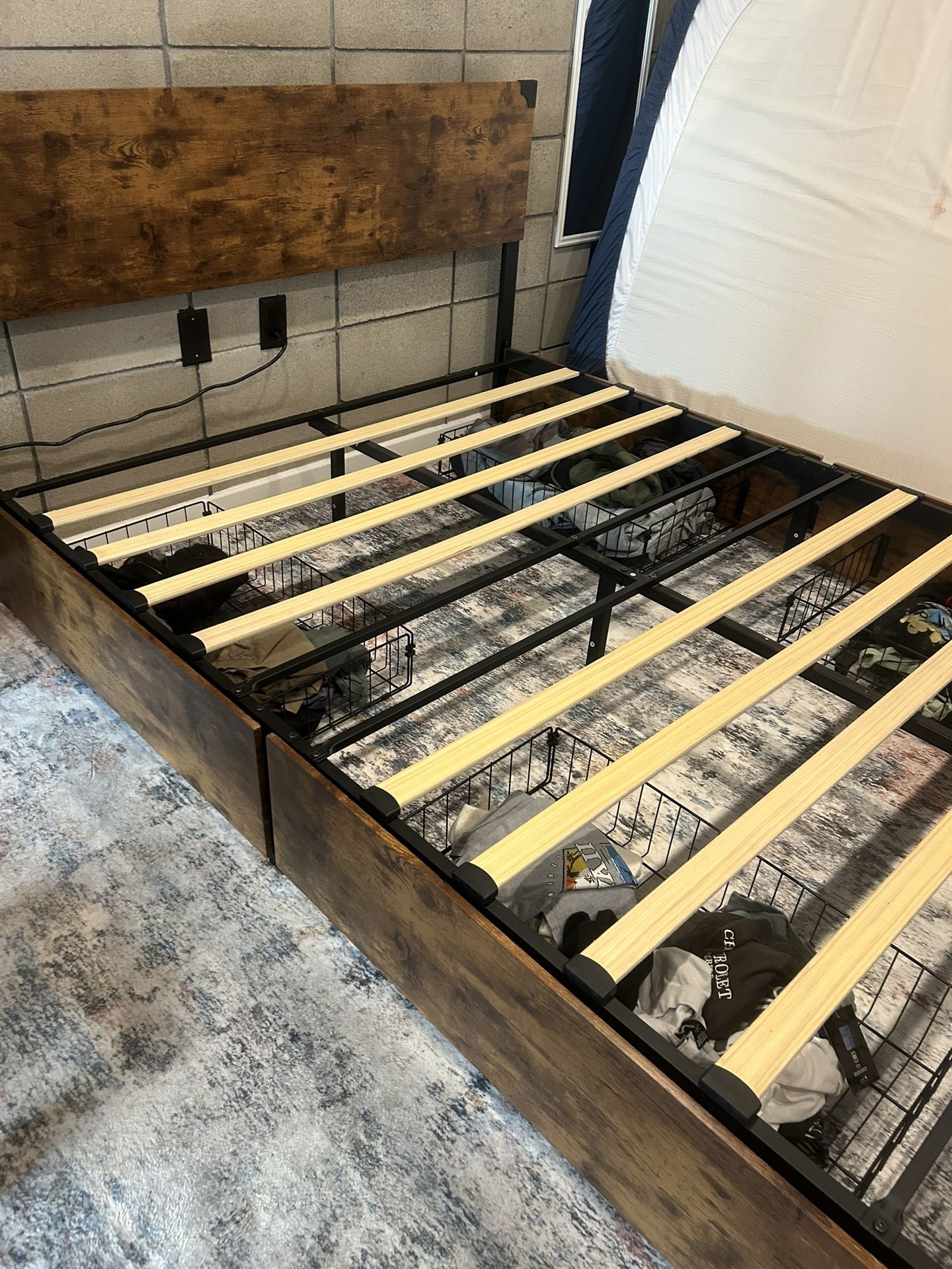Full Sized Bed Frame With Storage Drawers
