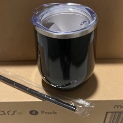 Black Glitter Tumbler W/ Straw - BRAND NEW