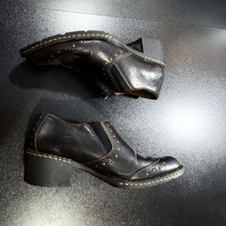 Born Women Ankle Leather Moto boho Wester  Boots booties sz 7.5 western black