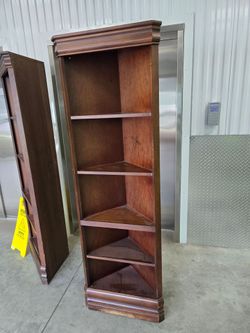Tall Wood Corner Bookshelf