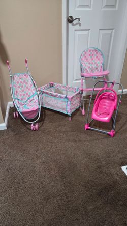 Play stroller, swing, play pen and high chair