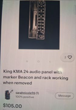 King KMA 24 audio panel with marker beacon and rack working when removed