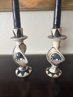 African Soapstone Candle Holders