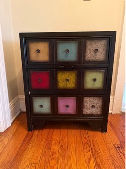 Unique Accent Cabinet / Apothecary Style Chest – Multi Color Drawers